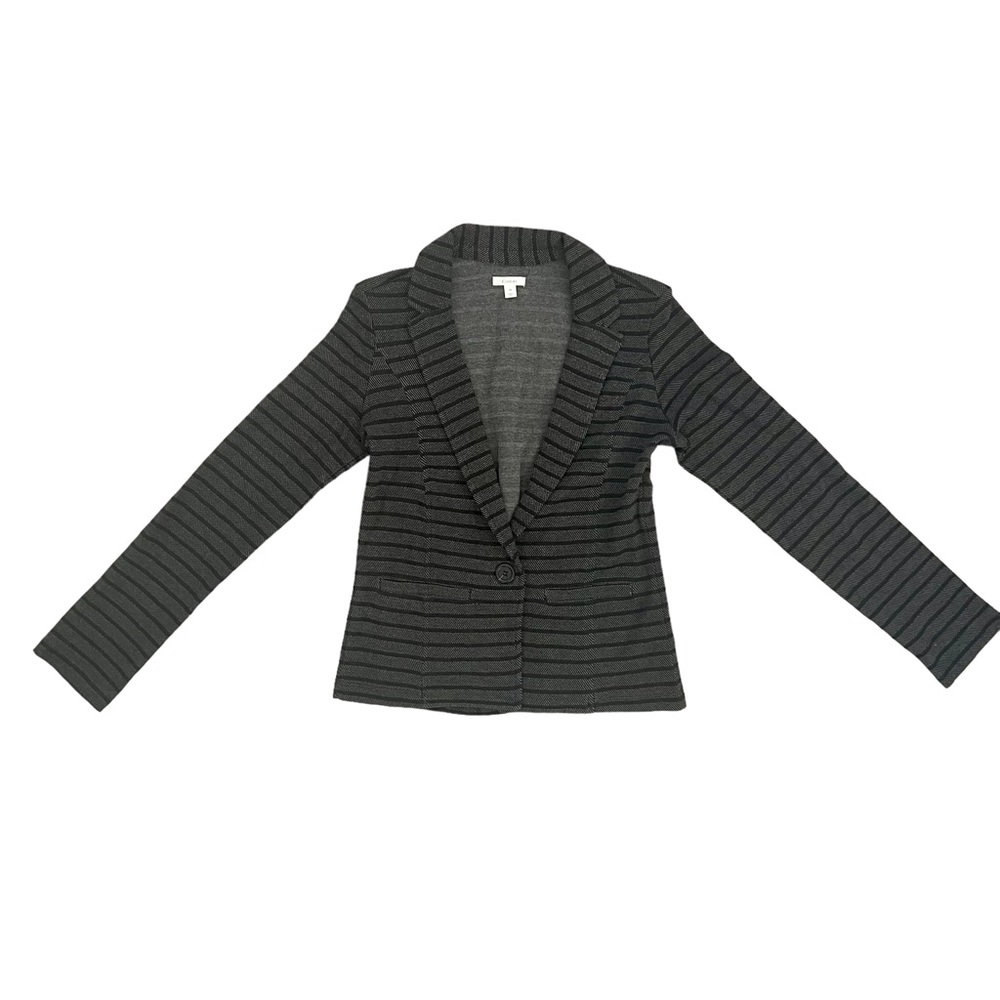 NWT Women’s medium casual black and grey striped cropped blazer/boho/off…